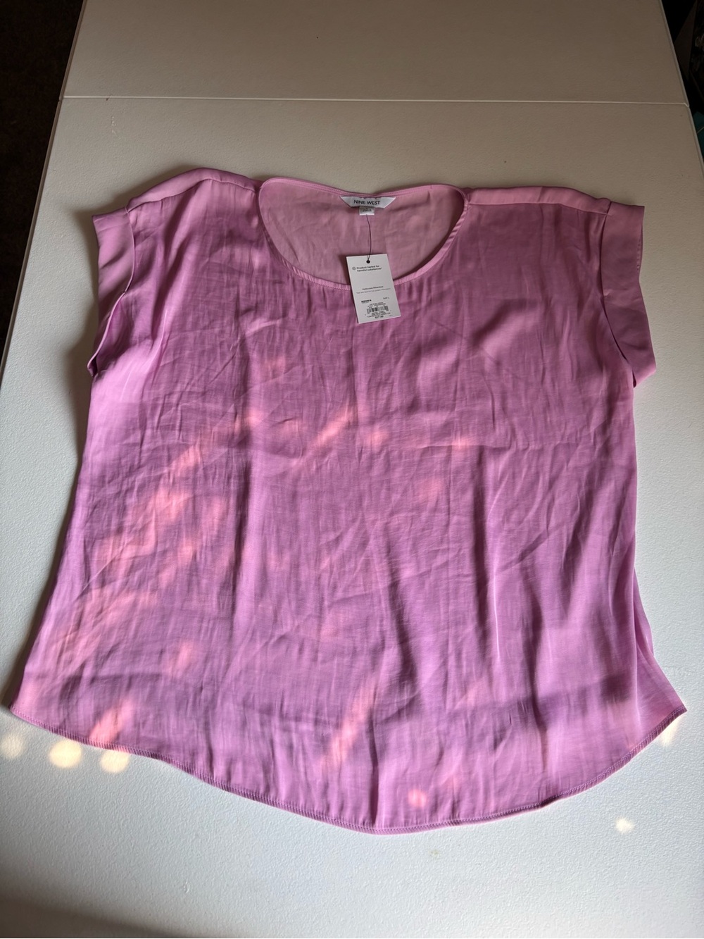Nine West Pink Short Sleeve Scoop Neck Top
